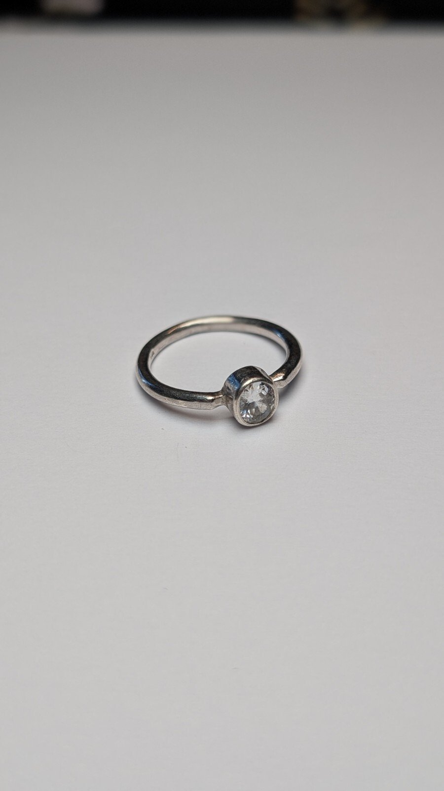 Vintage Sterling Silver Clear Gemstone Ring | Size M 1/2 | 925 Silver
