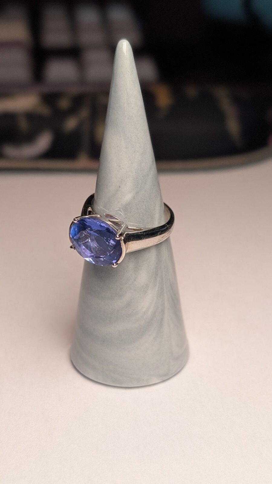 Vintage Sterling Silver Violet-Blue Tanzanite Ring | Size O | 925 Silver - Image 6