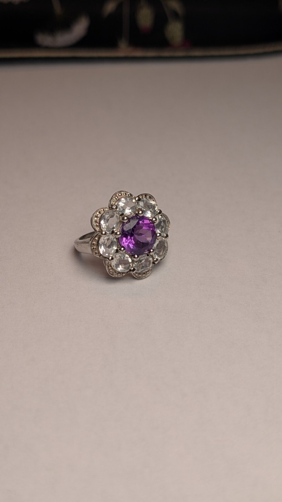 Vintage Sterling Silver Amethyst Cluster Ring | Size L 1/2 | 925 Silver - Image 2
