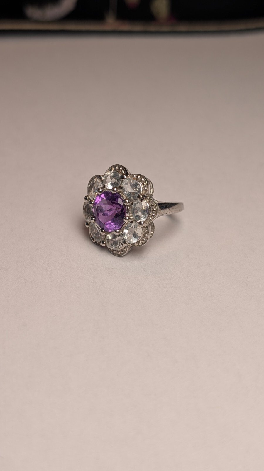 Vintage Sterling Silver Amethyst Cluster Ring | Size L 1/2 | 925 Silver - Image 3