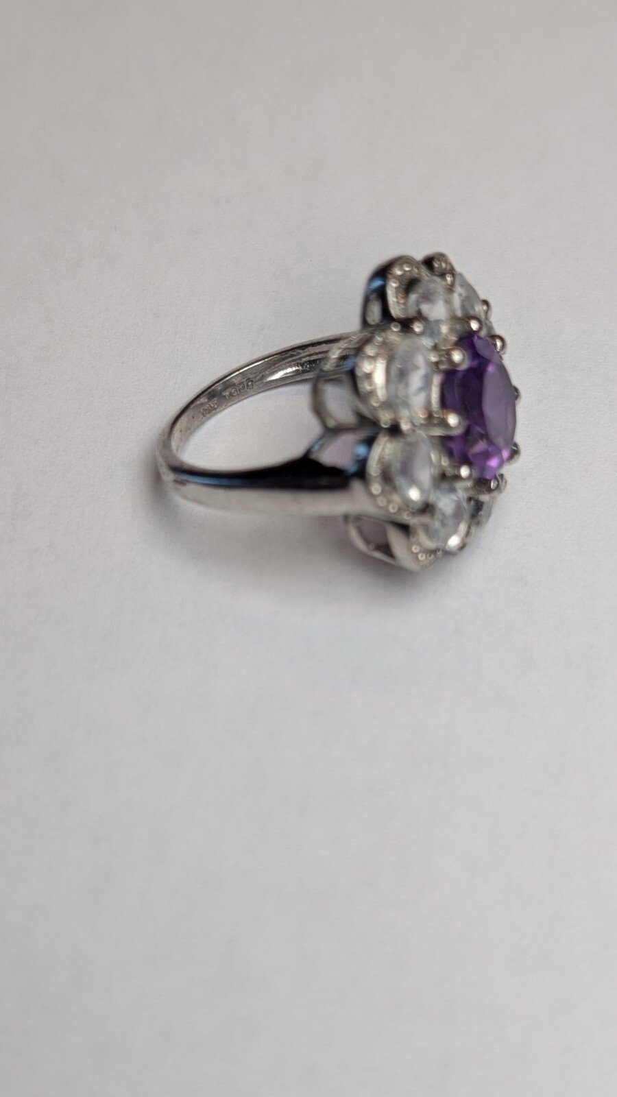 Vintage Sterling Silver Amethyst Cluster Ring | Size L 1/2 | 925 Silver - Image 4