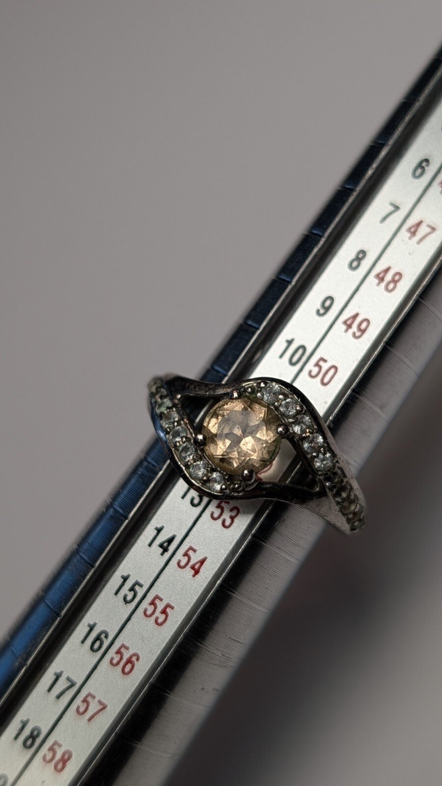 Vintage Sterling Silver Clear Gemstones TGGC Ring | Size L 1/2 | 925 Silver - Image 10