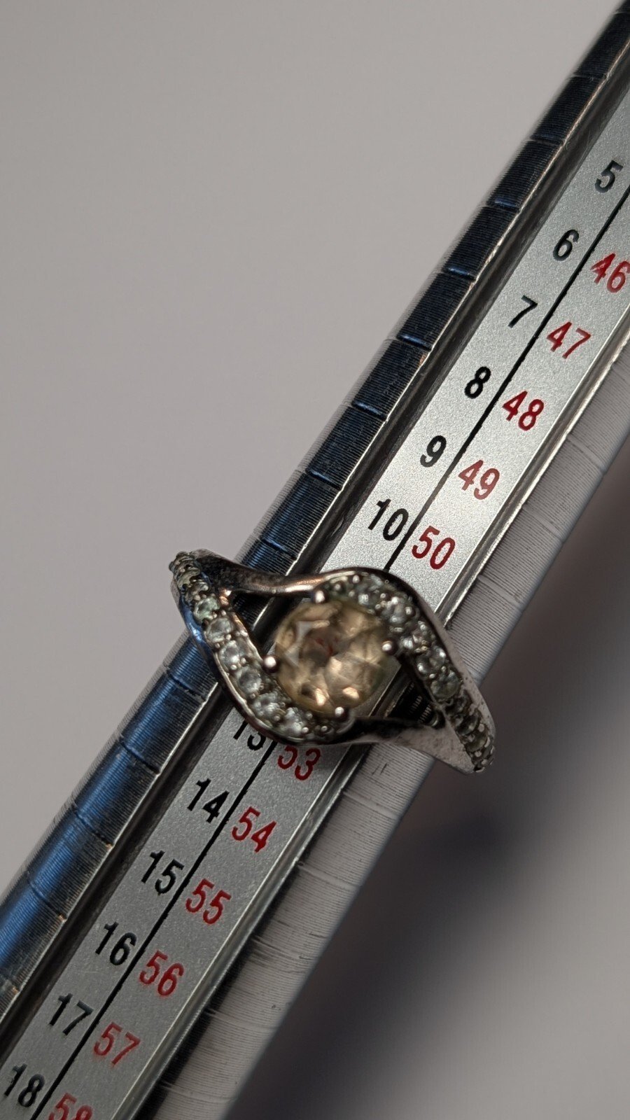 Vintage Sterling Silver Clear Gemstones TGGC Ring | Size L 1/2 | 925 Silver - Image 11