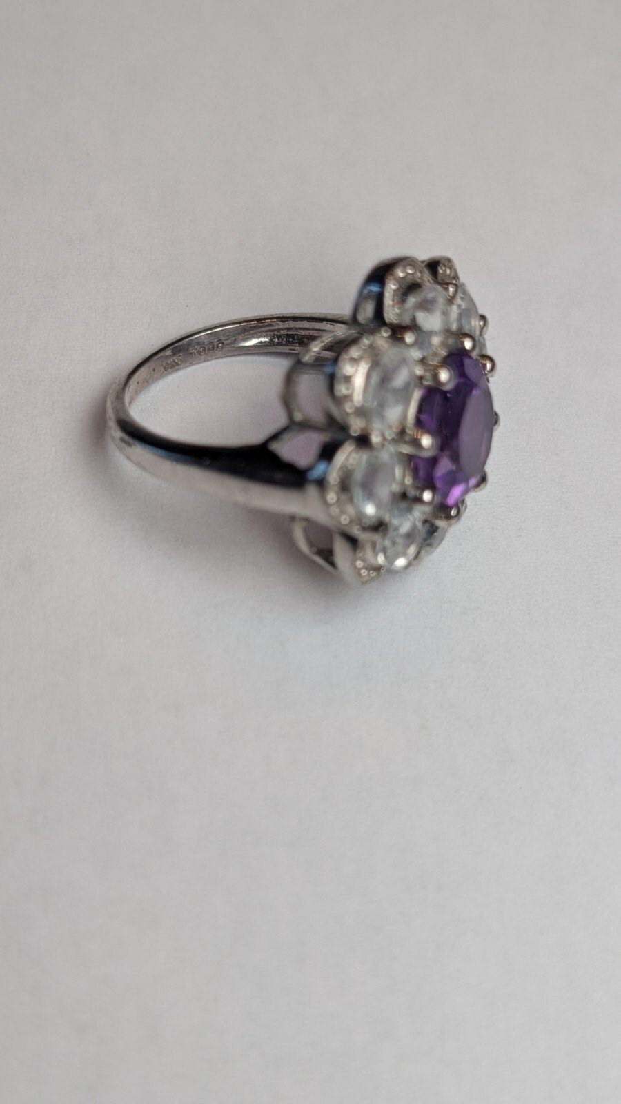 Vintage Sterling Silver Amethyst Cluster Ring | Size L 1/2 | 925 Silver - Image 5