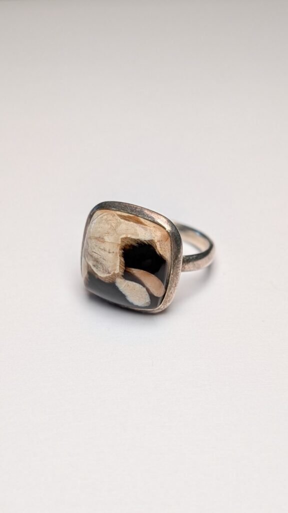 Vintage Sterling Silver Jasper Ring | Size L 1/2 | 925 Silver
