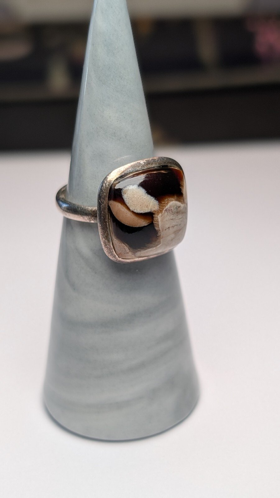 Vintage Sterling Silver Jasper Ring | Size L 1/2 | 925 Silver - Image 4