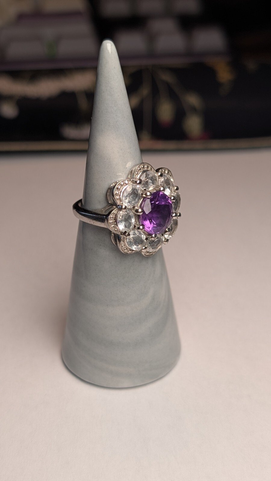 Vintage Sterling Silver Amethyst Cluster Ring | Size L 1/2 | 925 Silver - Image 6