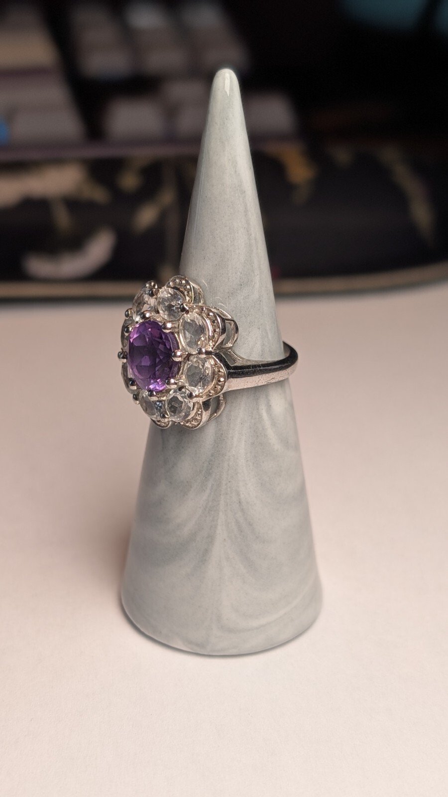 Vintage Sterling Silver Amethyst Cluster Ring | Size L 1/2 | 925 Silver - Image 7