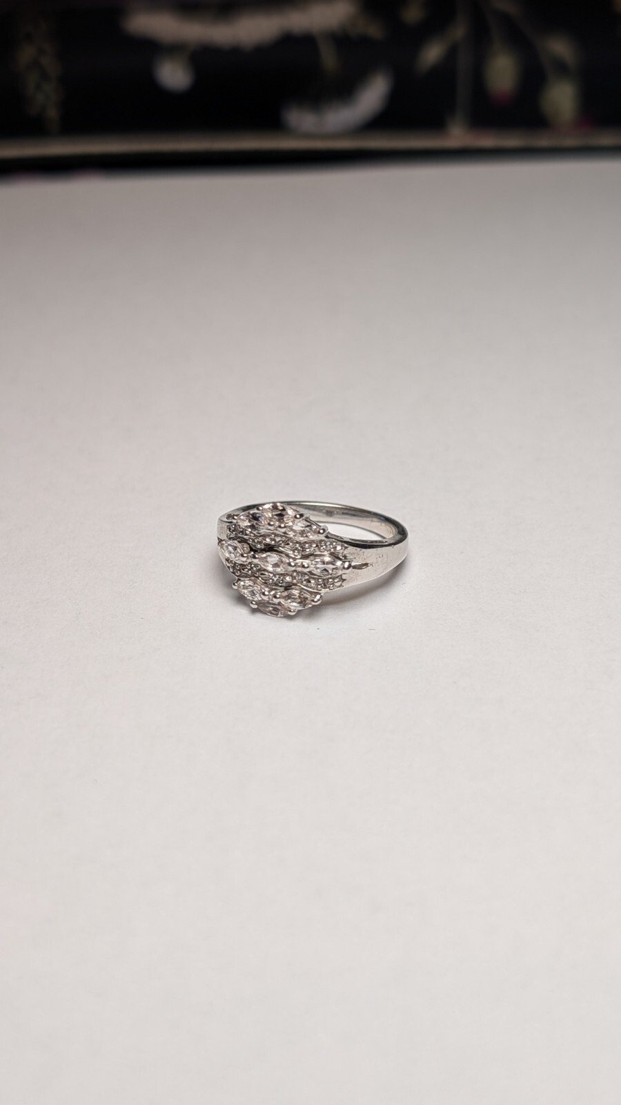Vintage Sterling Silver TGGC Clear Gemstone Ring | Size N 1/2 | 925 Silver