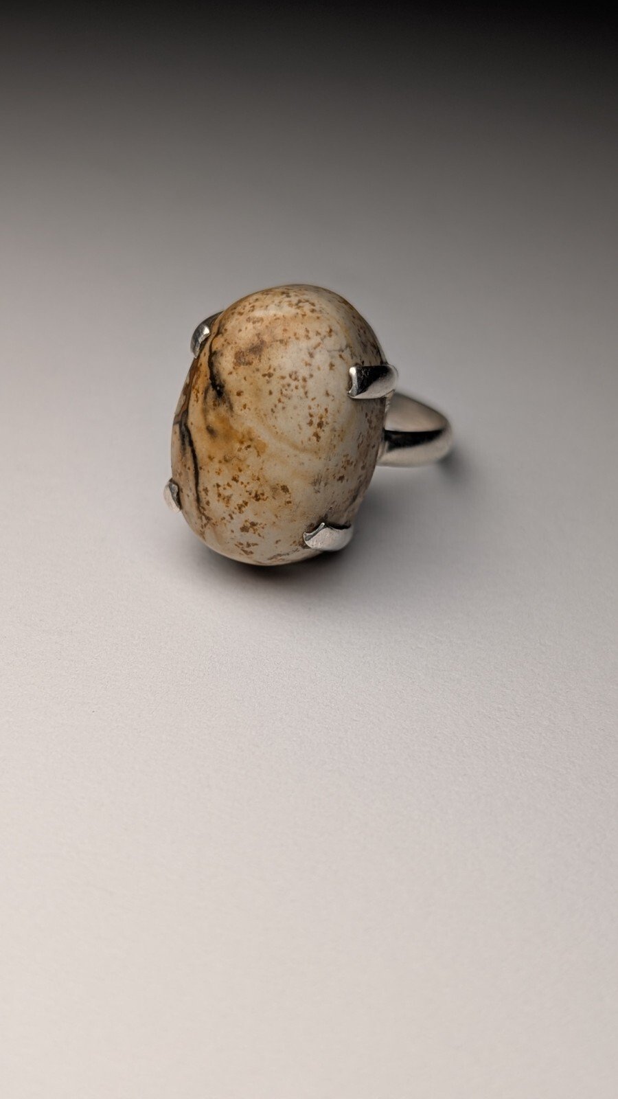 Vintage Sterling Silver Desert Jasper Ring | Size S 1/2 | 925 Silver - Image 2