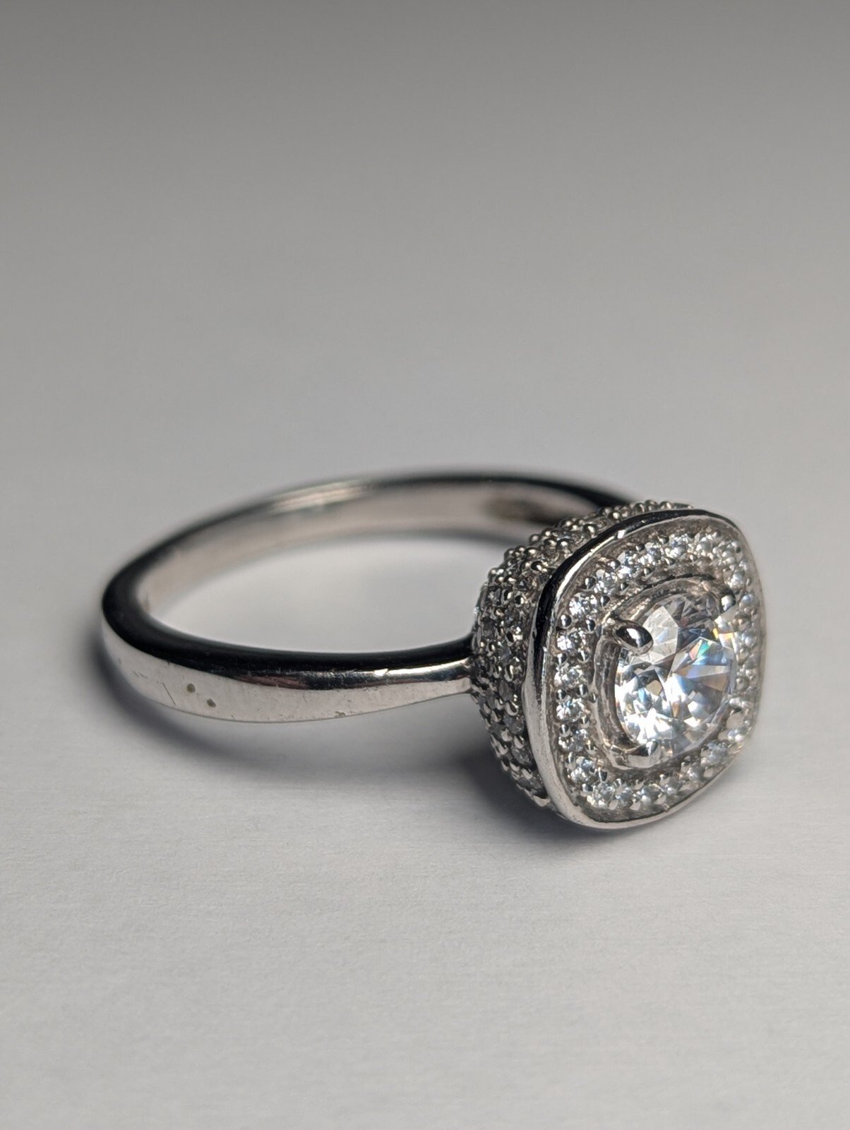 Vintage Sterling Silver Clear Gemstone Ring | Size S 1/2 | 925 Silver - Image 2