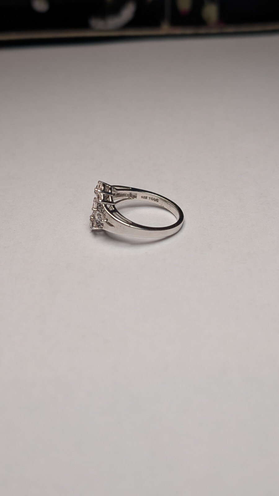 Vintage Sterling Silver TGGC Clear Gemstone Ring | Size N 1/2 | 925 Silver - Image 2