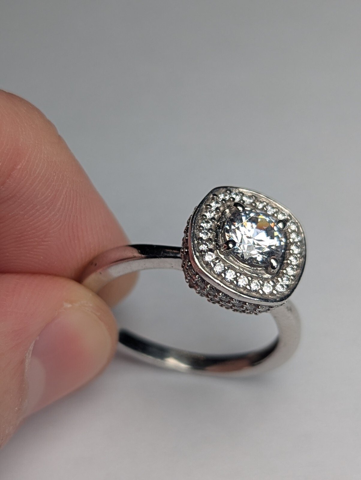 Vintage Sterling Silver Clear Gemstone Ring | Size S 1/2 | 925 Silver - Image 7