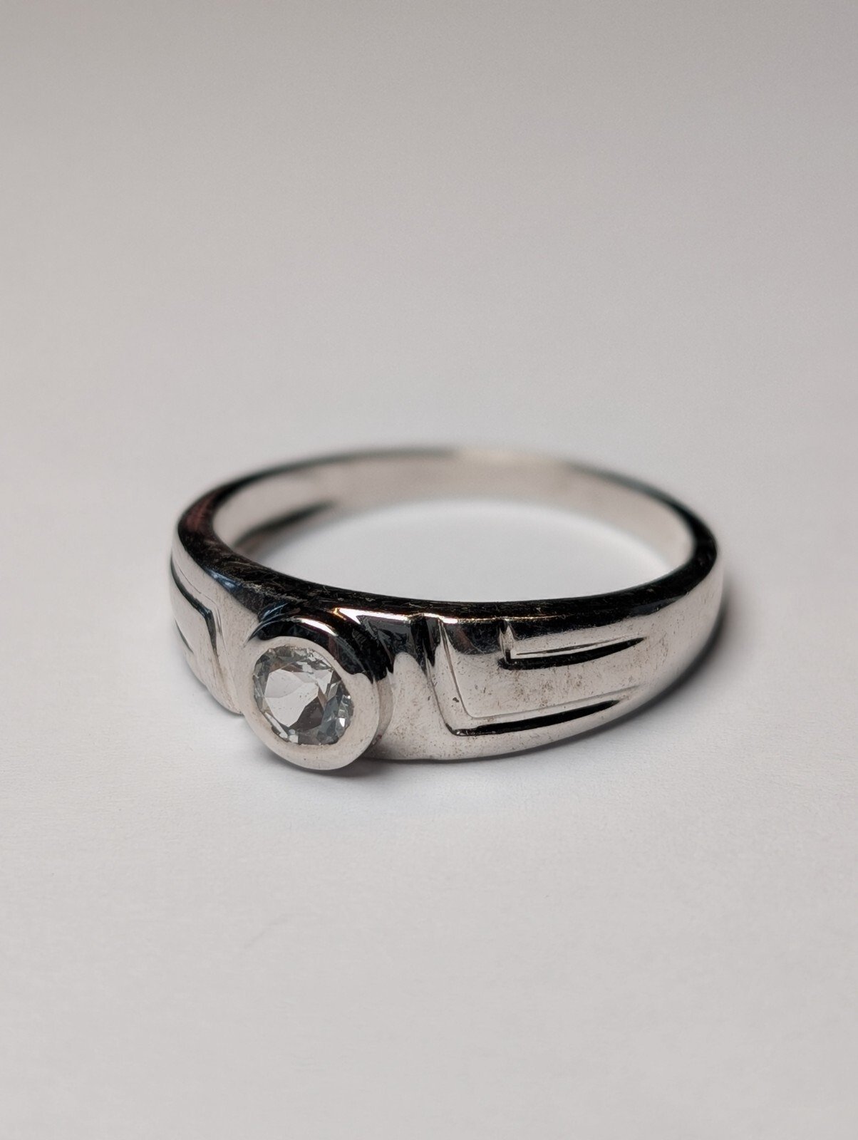 Vintage Sterling Silver Clear CZ Gemstone Ring | Size V 1/2 | 925 Silver