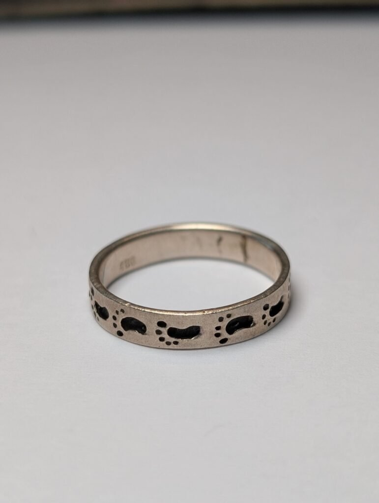 Vintage Sterling Silver Footprints Band Ring | Size Q | 925 Silver