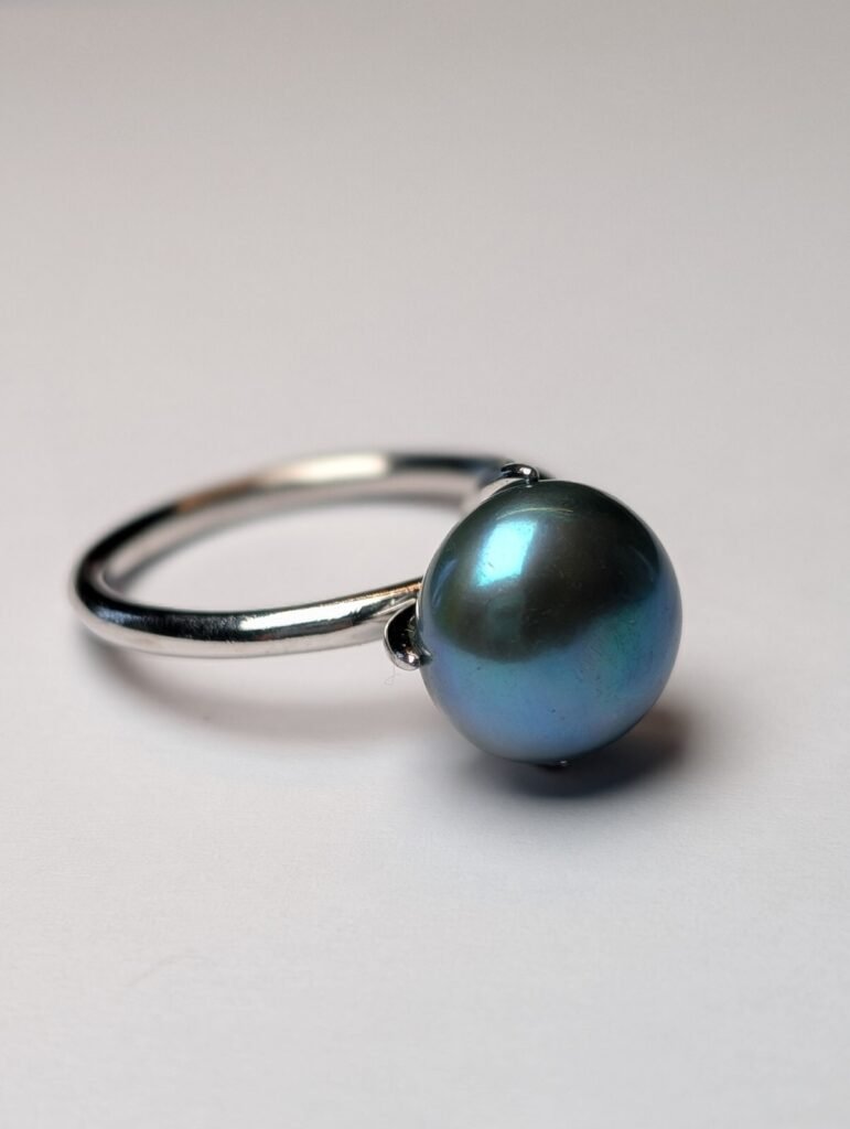 Vintage Sterling Silver Faux Pearl Ring | Size U 1/2 | 925 Silver
