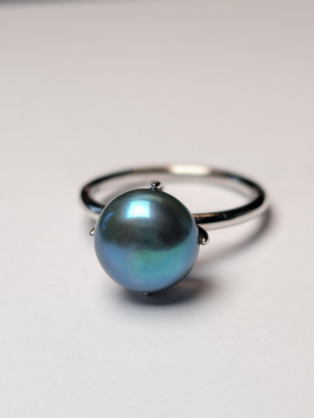 Vintage Sterling Silver Faux Pearl Ring | Size U 1/2 | 925 Silver - Image 4