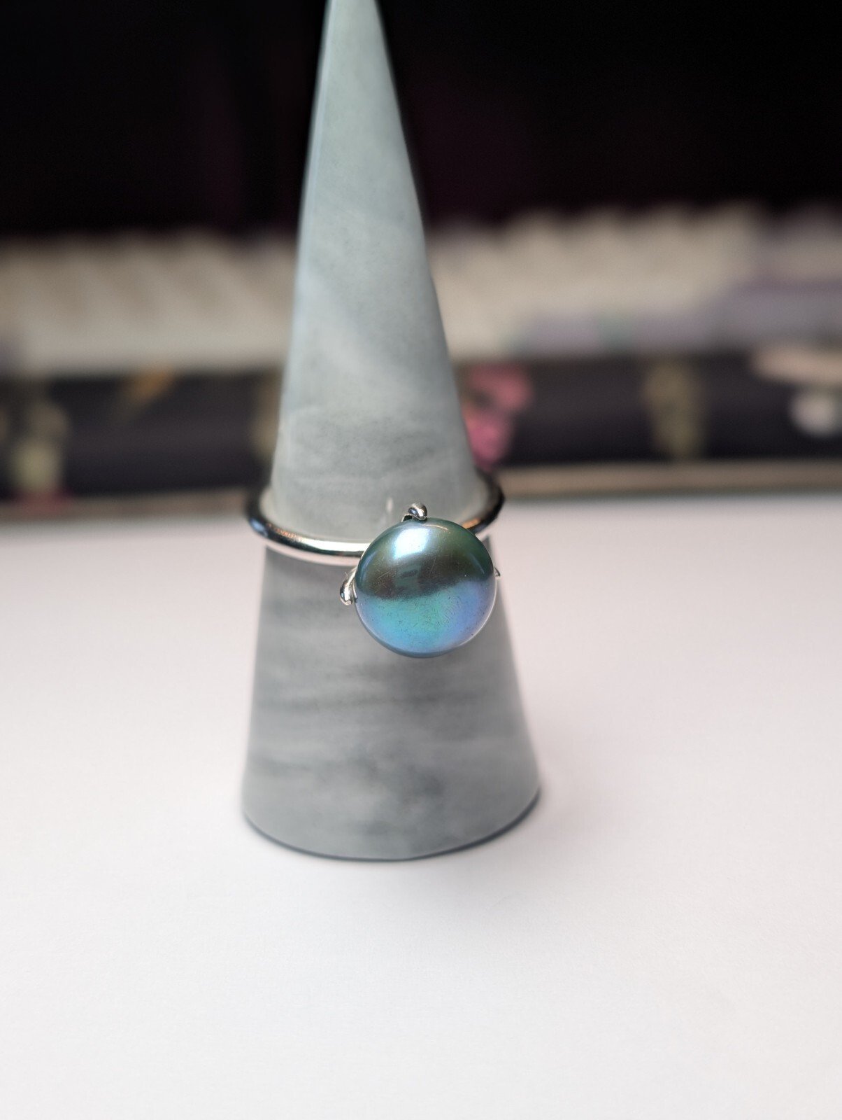 Vintage Sterling Silver Faux Pearl Ring | Size U 1/2 | 925 Silver - Image 6