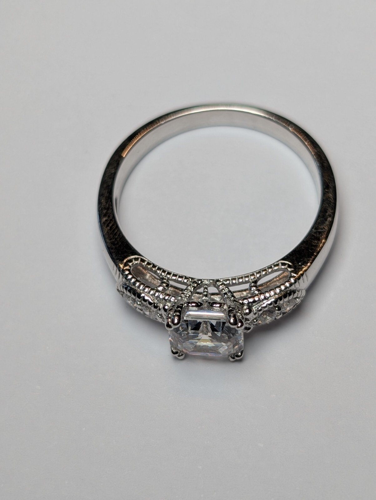 Vintage Sterling Silver DQ CZ Clear Gemstone Ring | Size V 1/2 | 925 Silver - Image 5