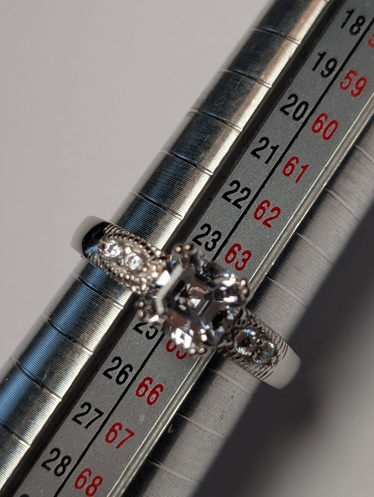 Vintage Sterling Silver DQ CZ Clear Gemstone Ring | Size V 1/2 | 925 Silver - Image 7