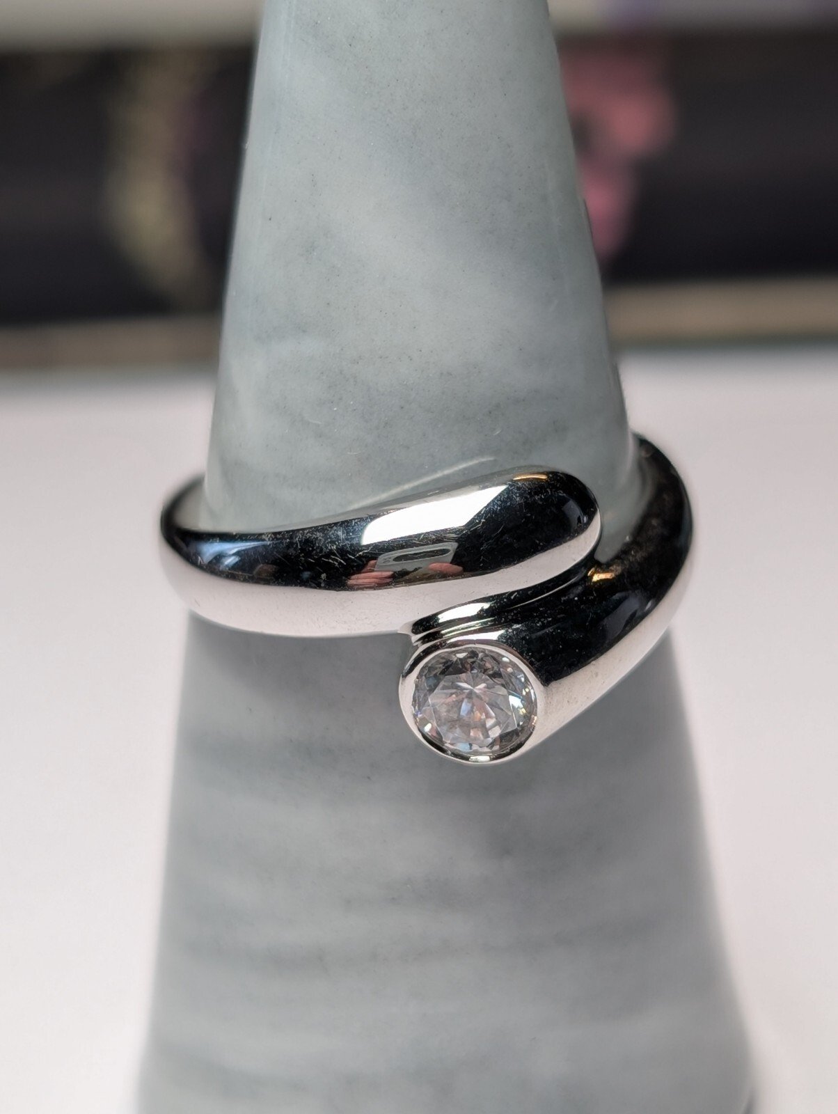 Vintage Sterling Silver DQ CZ Gemstone Ring | Size V 1/2 | 925 Silver - Image 2