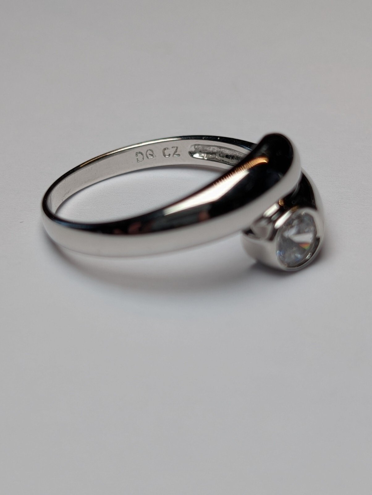 Vintage Sterling Silver DQ CZ Gemstone Ring | Size V 1/2 | 925 Silver - Image 4