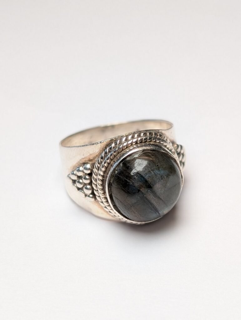 Vintage Sterling Silver Labradorite Ring | Size S 1/2 | 925 Silver