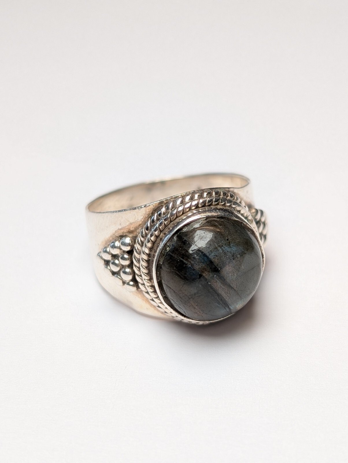 Vintage Sterling Silver Labradorite Ring | Size S 1/2 | 925 Silver