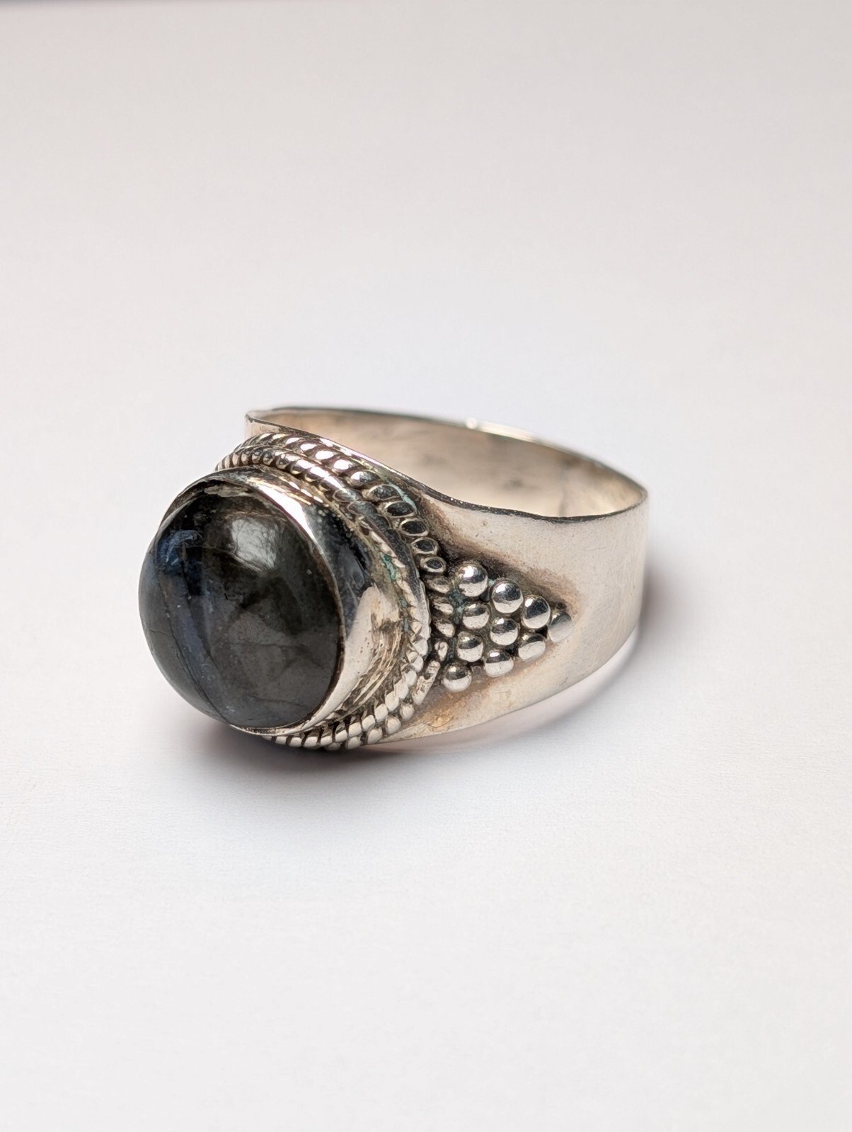 Vintage Sterling Silver Labradorite Ring | Size S 1/2 | 925 Silver - Image 2