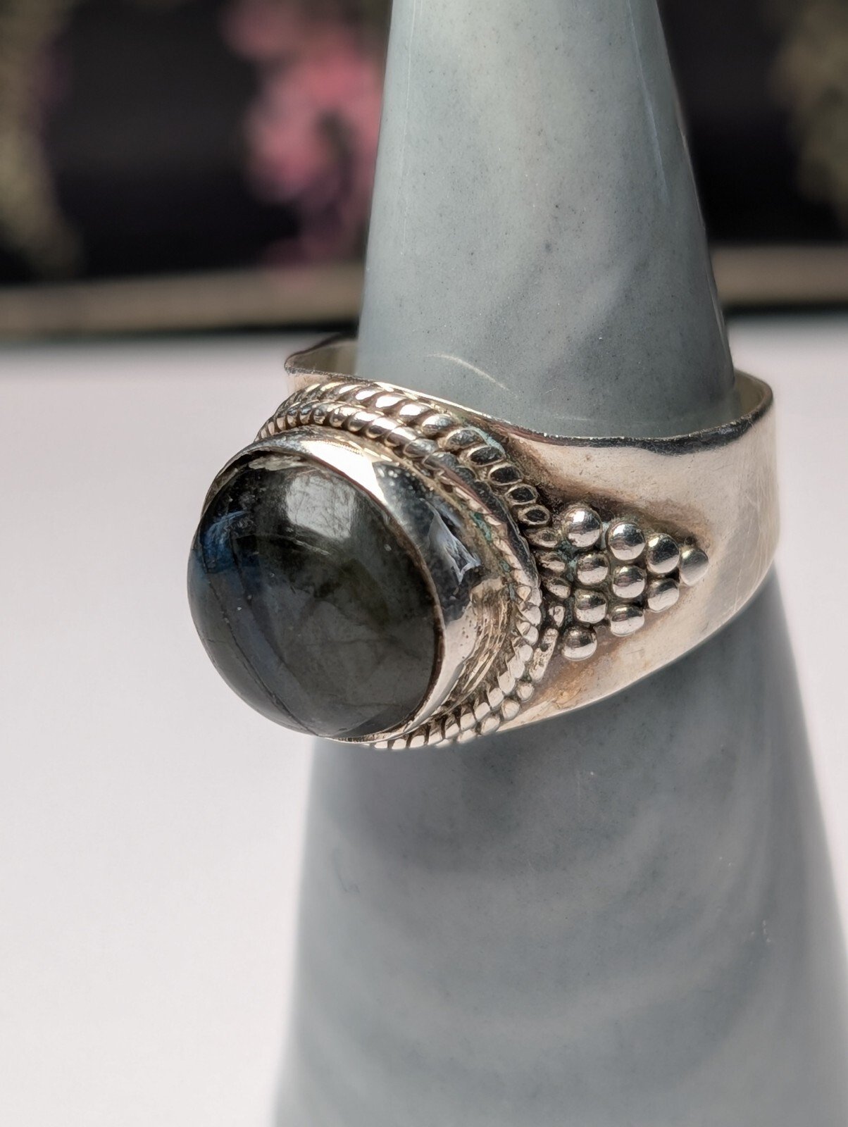 Vintage Sterling Silver Labradorite Ring | Size S 1/2 | 925 Silver - Image 5