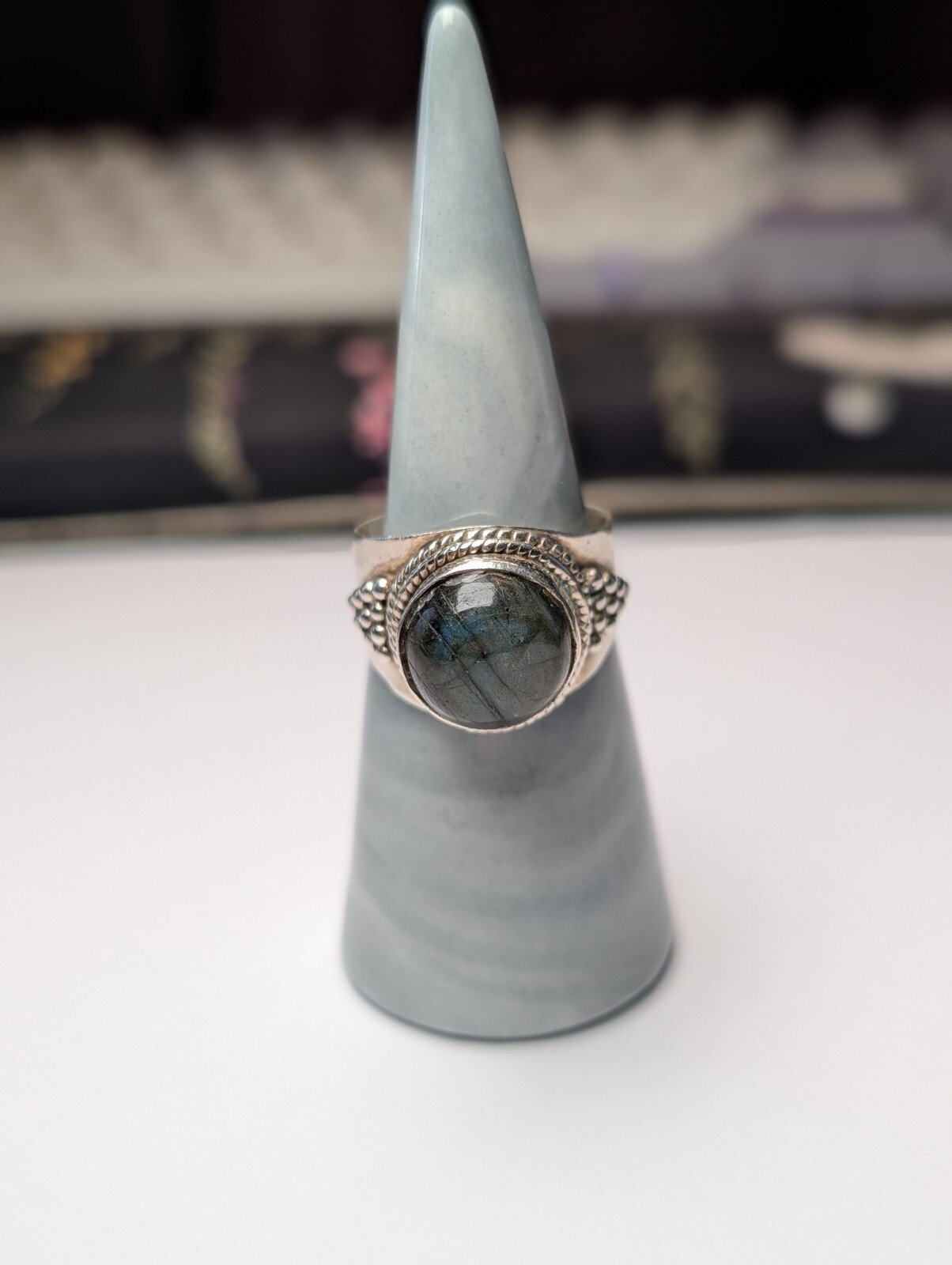 Vintage Sterling Silver Labradorite Ring | Size S 1/2 | 925 Silver - Image 7
