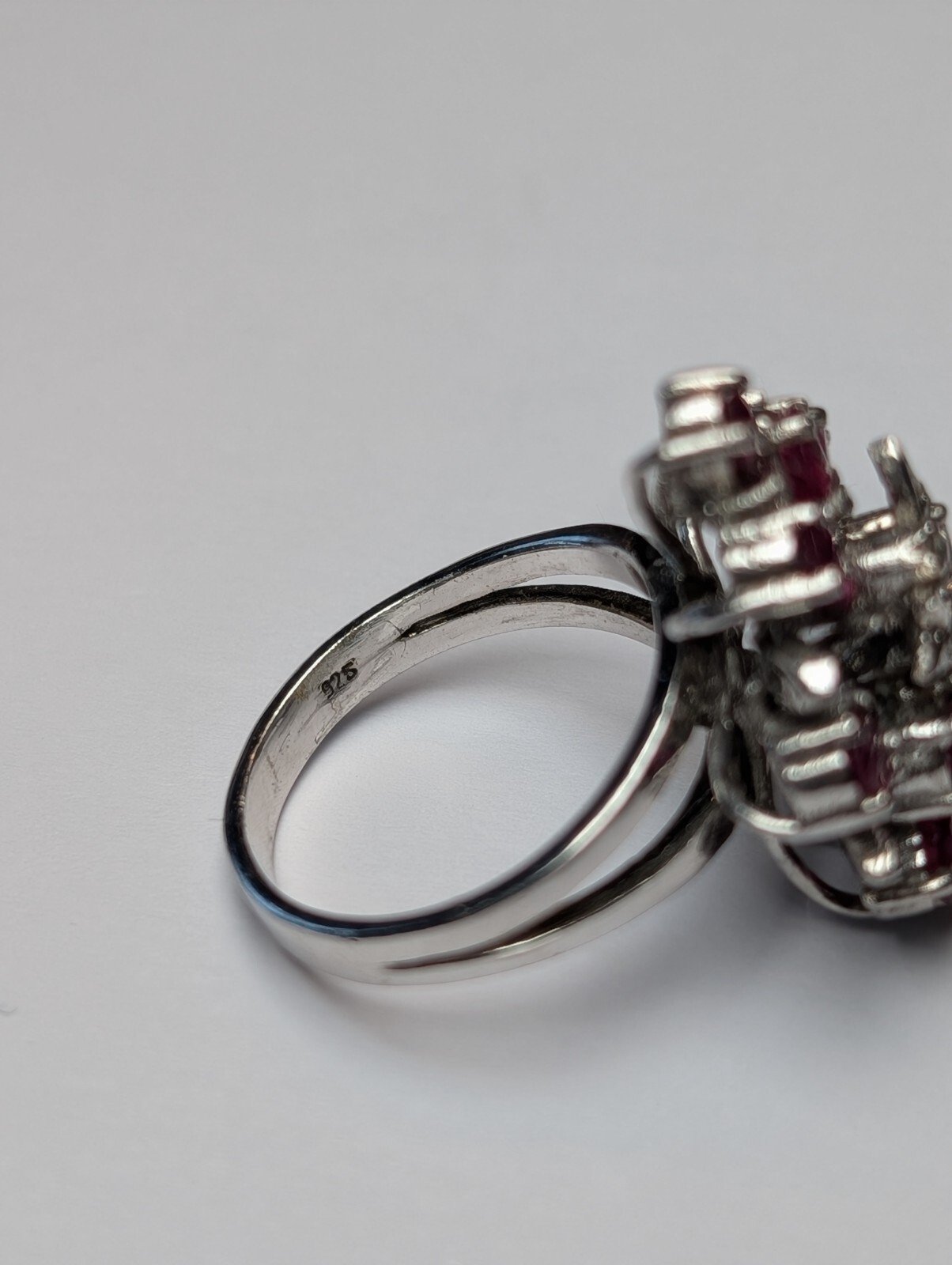 Vintage Sterling Silver Ruby Cluster Ring | Size M | 925 Silver - Image 5