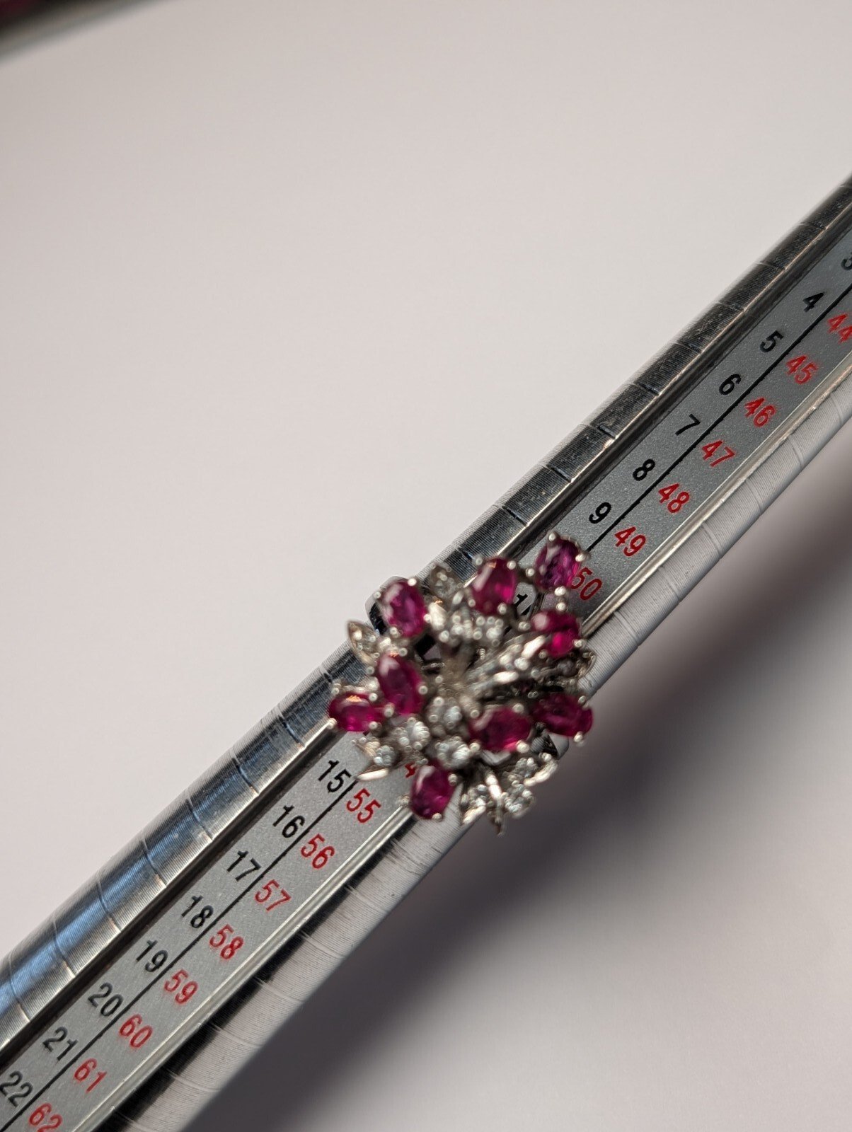 Vintage Sterling Silver Ruby Cluster Ring | Size M | 925 Silver - Image 8