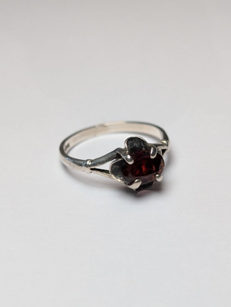 Vintage Sterling Silver 1982 Red Garnet Ring | Size L 1/2 | 925 Silver