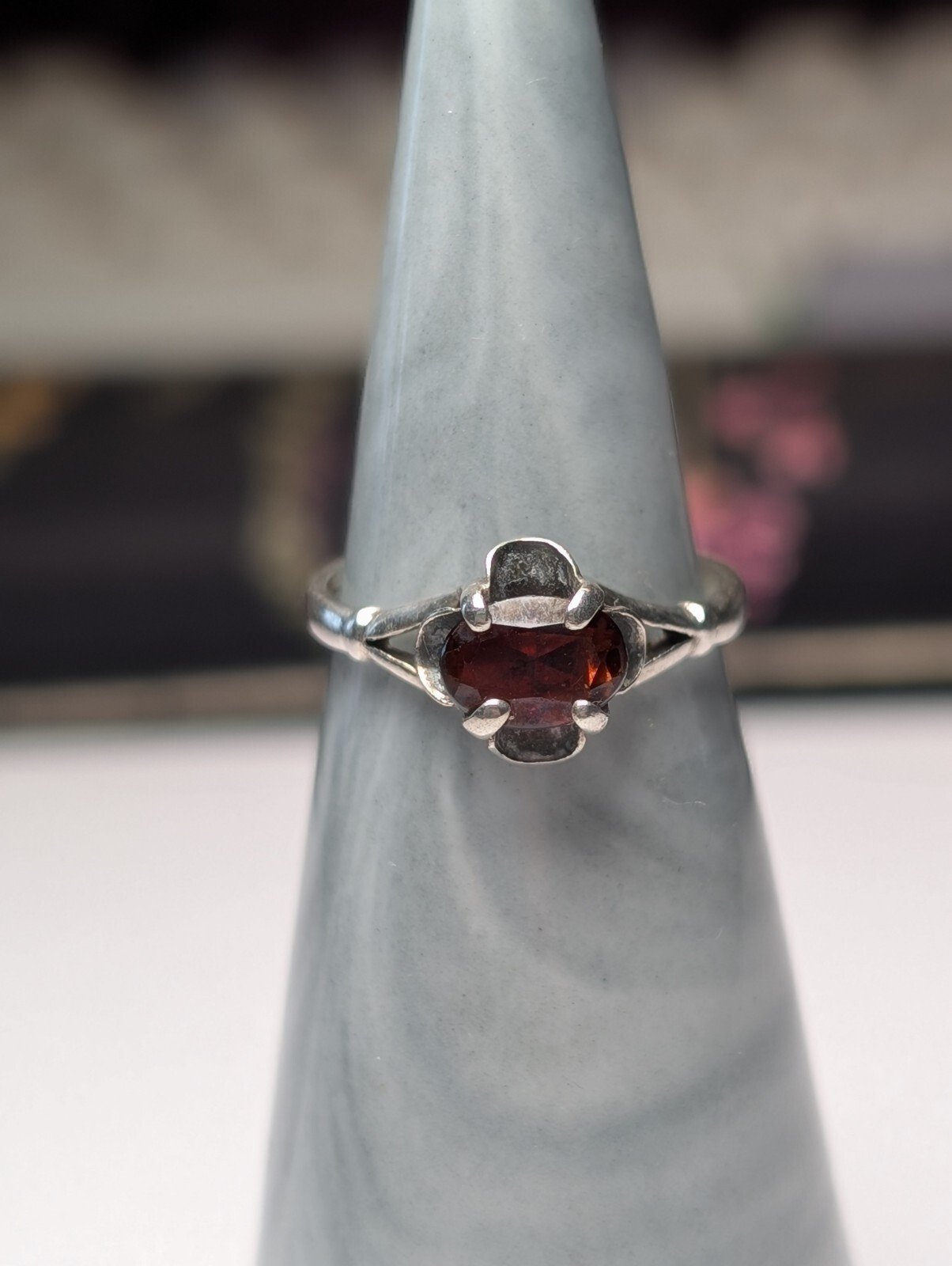 Vintage Sterling Silver 1982 Red Garnet Ring | Size L 1/2 | 925 Silver - Image 4