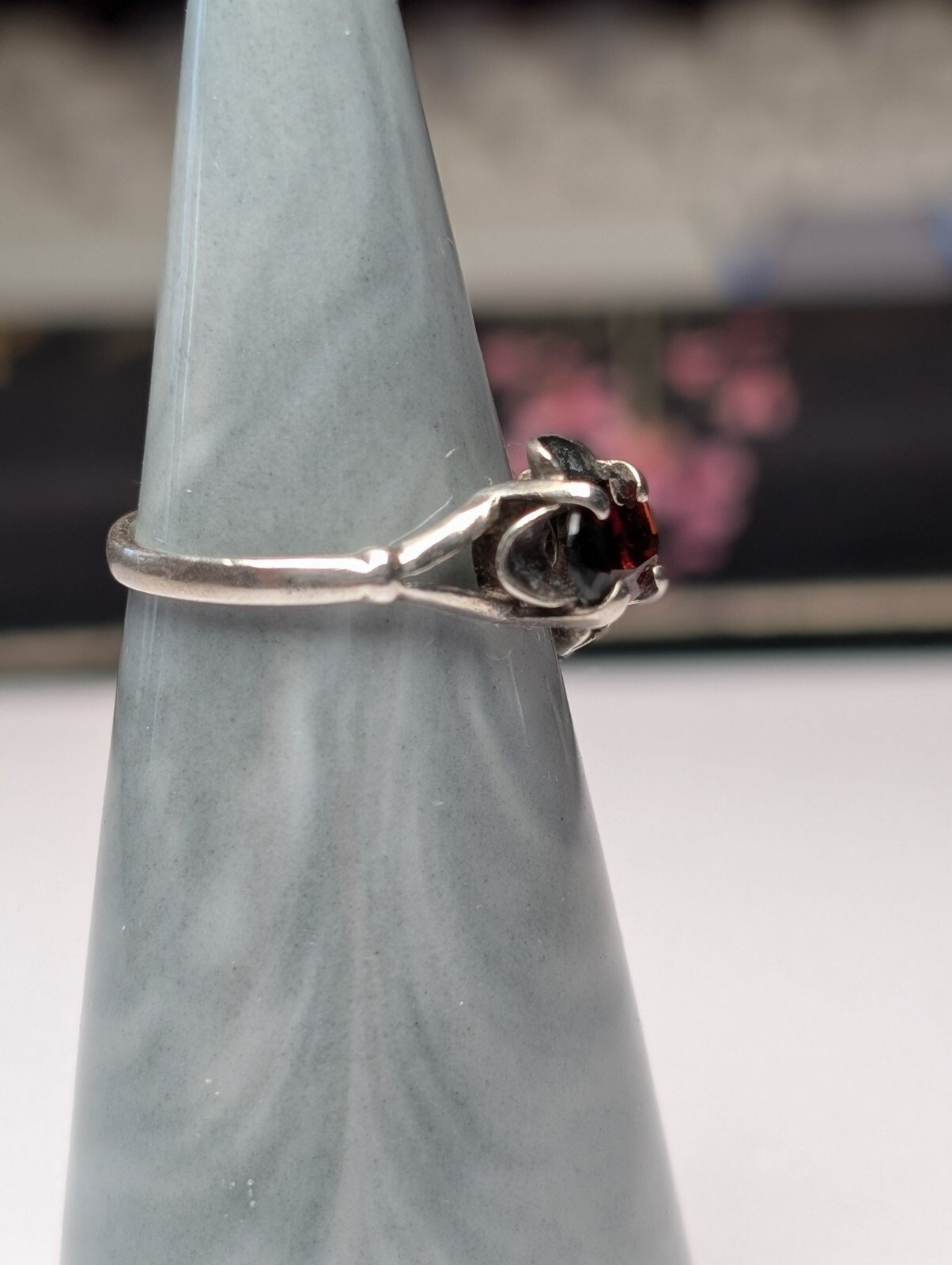 Vintage Sterling Silver 1982 Red Garnet Ring | Size L 1/2 | 925 Silver - Image 6