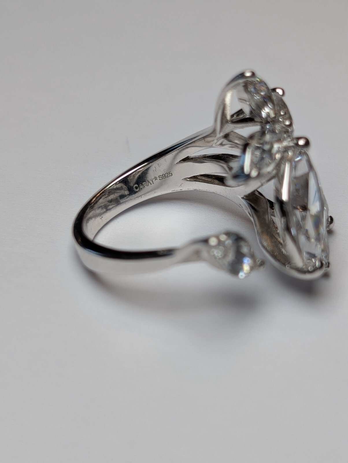 Vintage Sterling Silver CARAT London Frozy CZ Open Cocktail Ring | Size J - Image 2