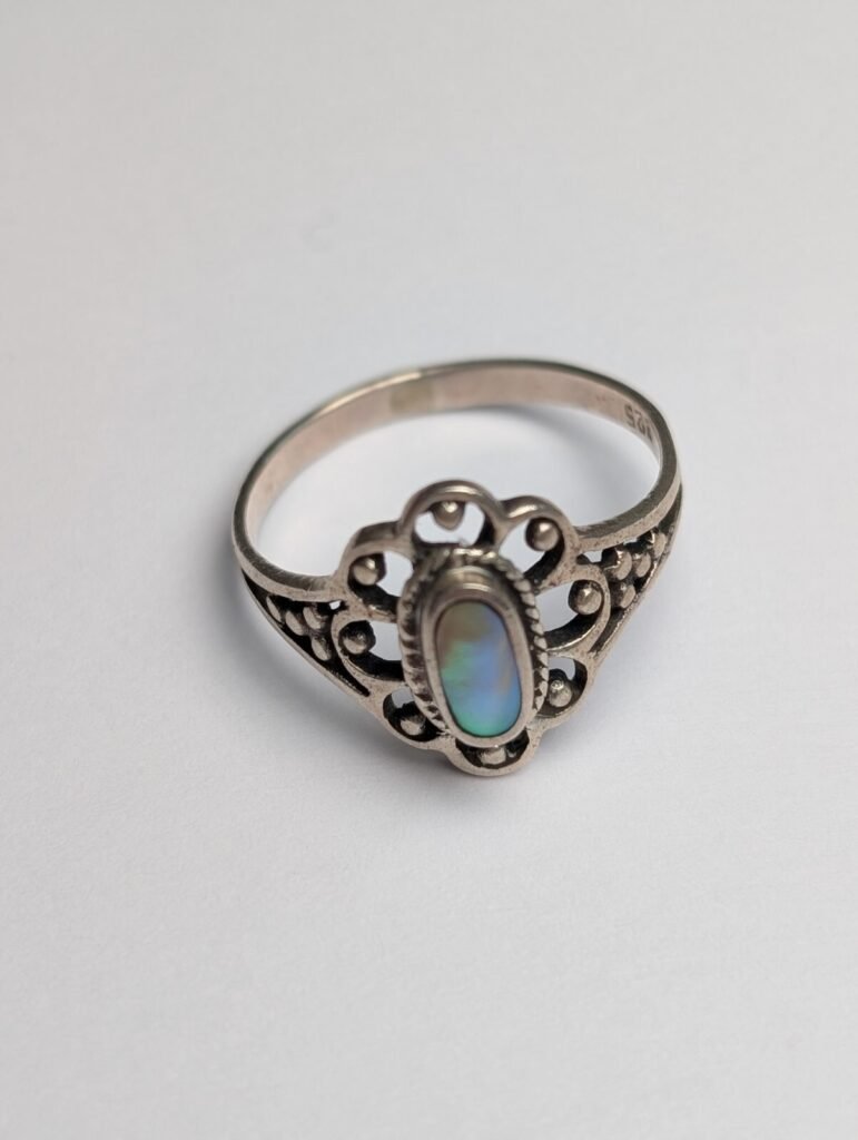 Vintage Sterling Silver Mother Of Pearl Ring | Size M | 925 Silver