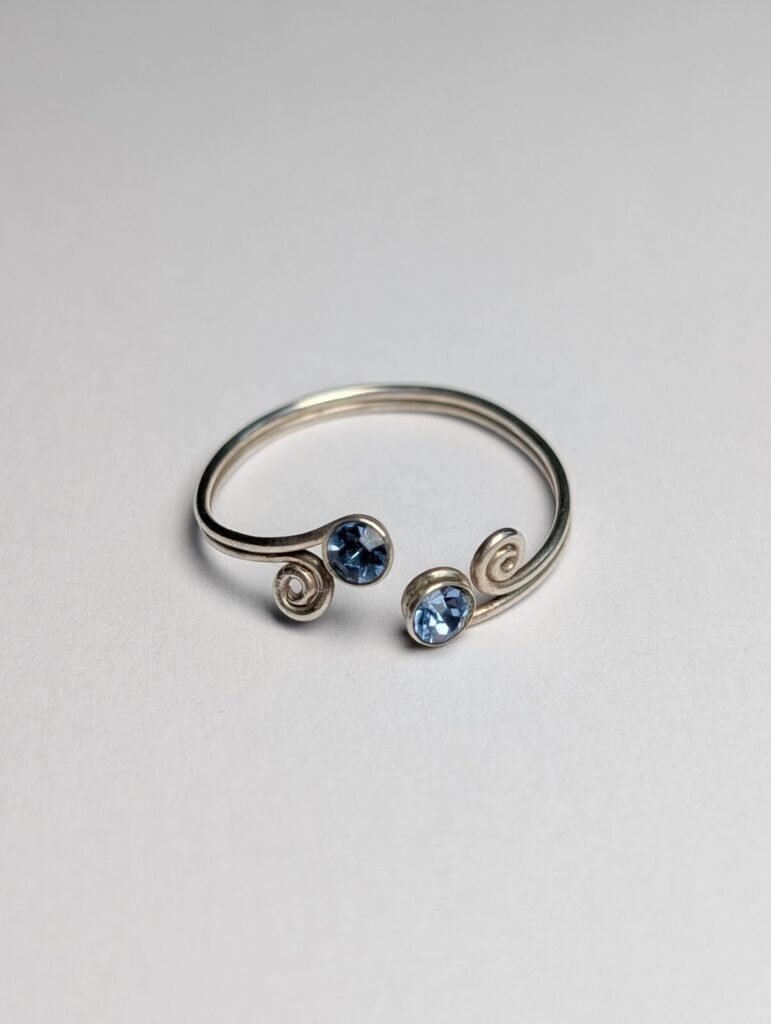 Vintage Sterling Silver Blue Gemstone Ring | Size O 1/2 | 925 Silver