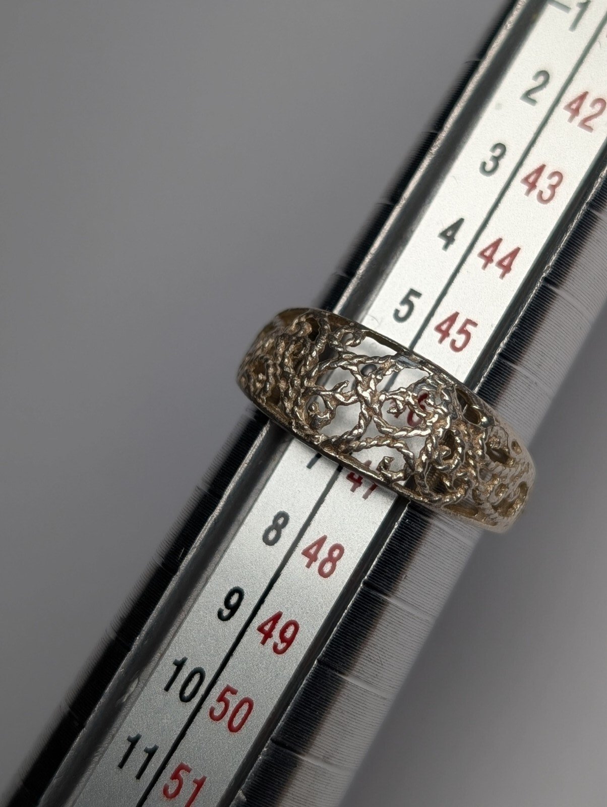 Vintage Sterling Silver Openwork Ring | Size H | 925 Silver - Image 6