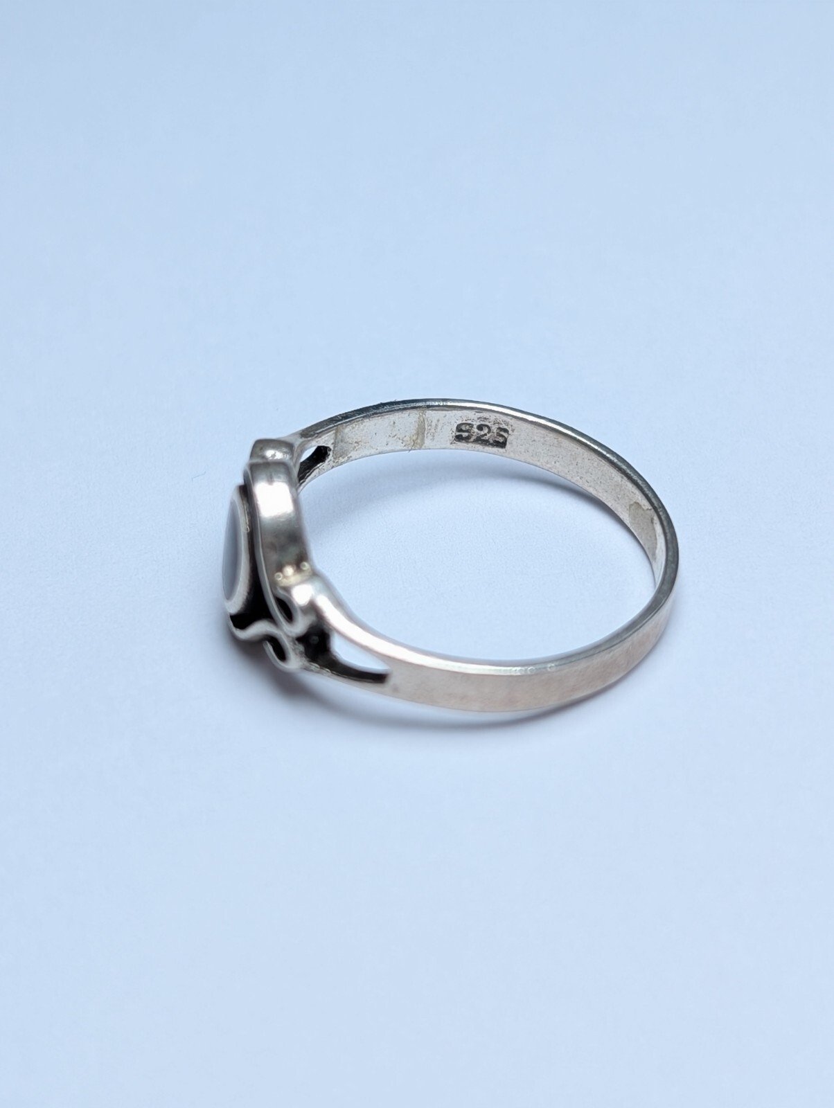 Vintage Sterling Silver Black Gemstone Ring | Size L 1/2 | 925 Silver - Image 2
