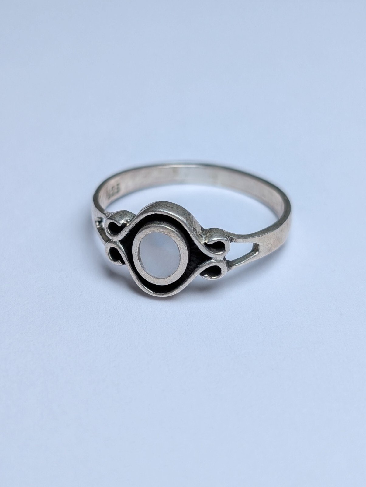 Vintage Sterling Silver White Gemstone Ring | Size N 1/2 | 925 Silver - Image 2