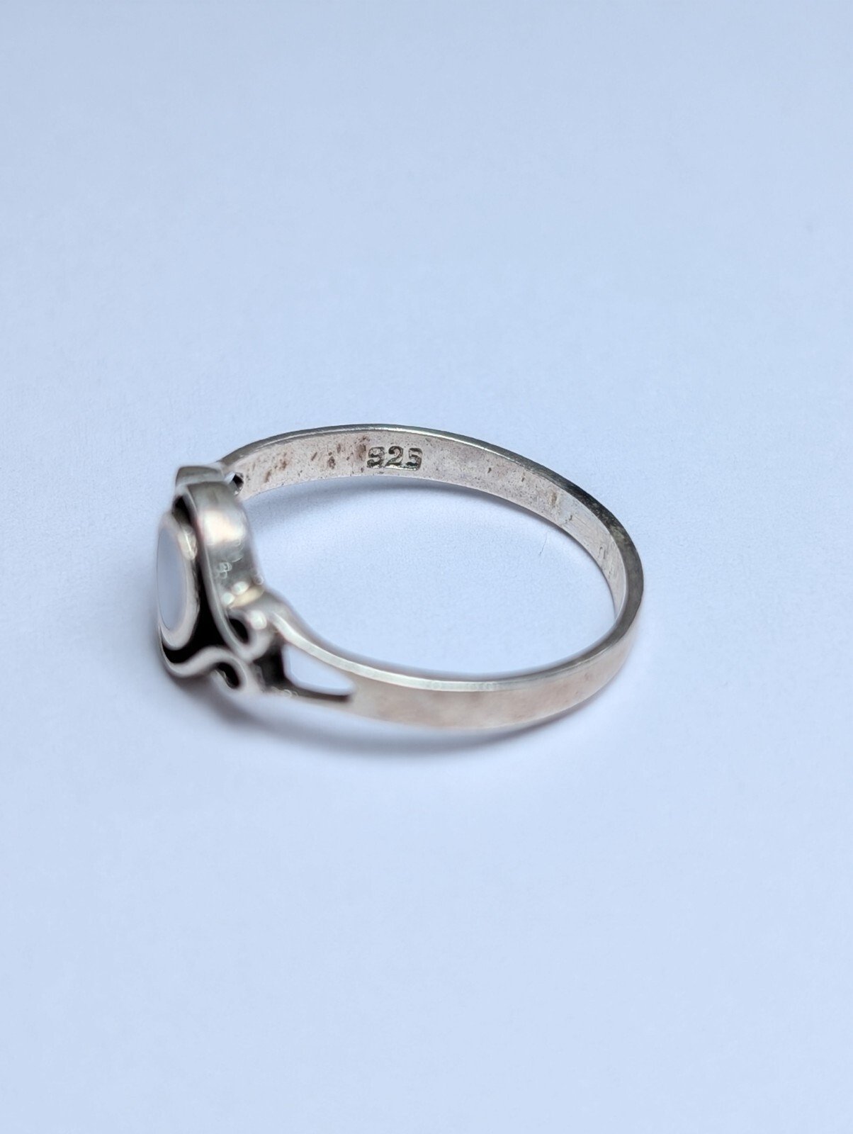 Vintage Sterling Silver White Gemstone Ring | Size N 1/2 | 925 Silver - Image 5