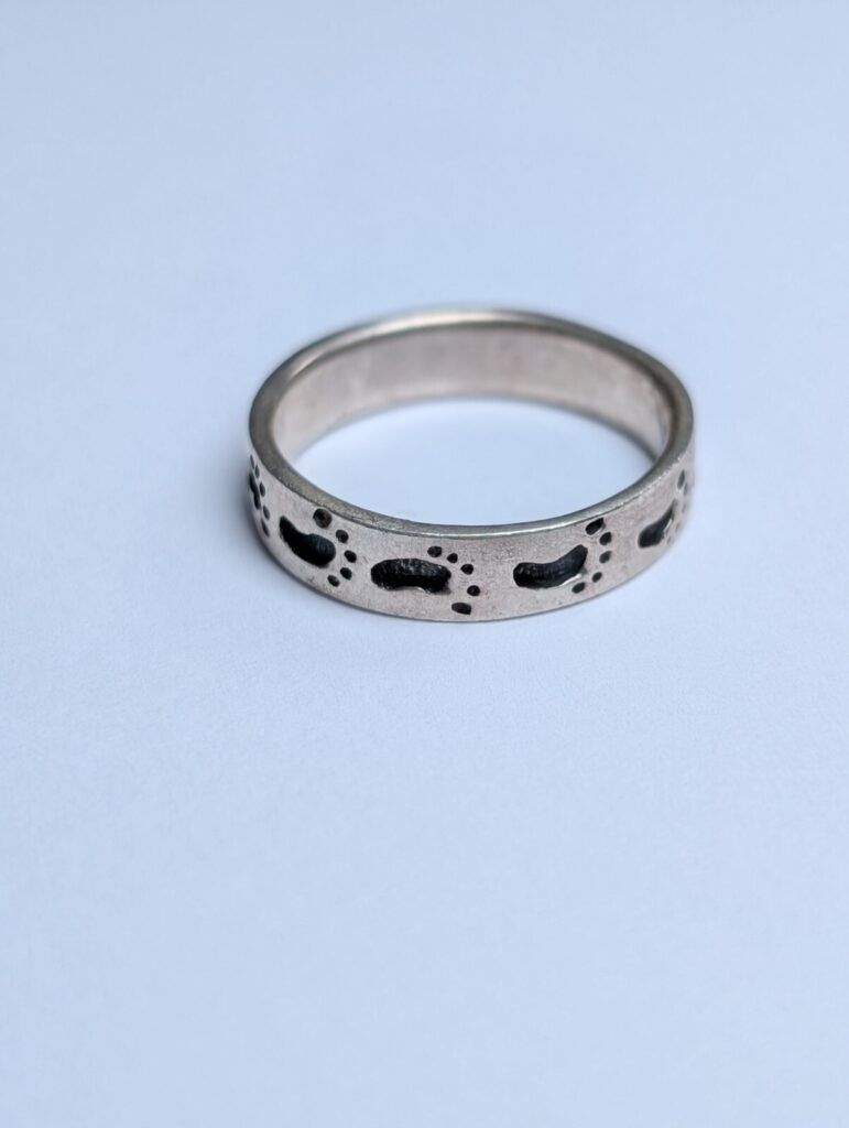 Vintage Sterling Silver Footprint Band Ring | Size K | 925 Silver