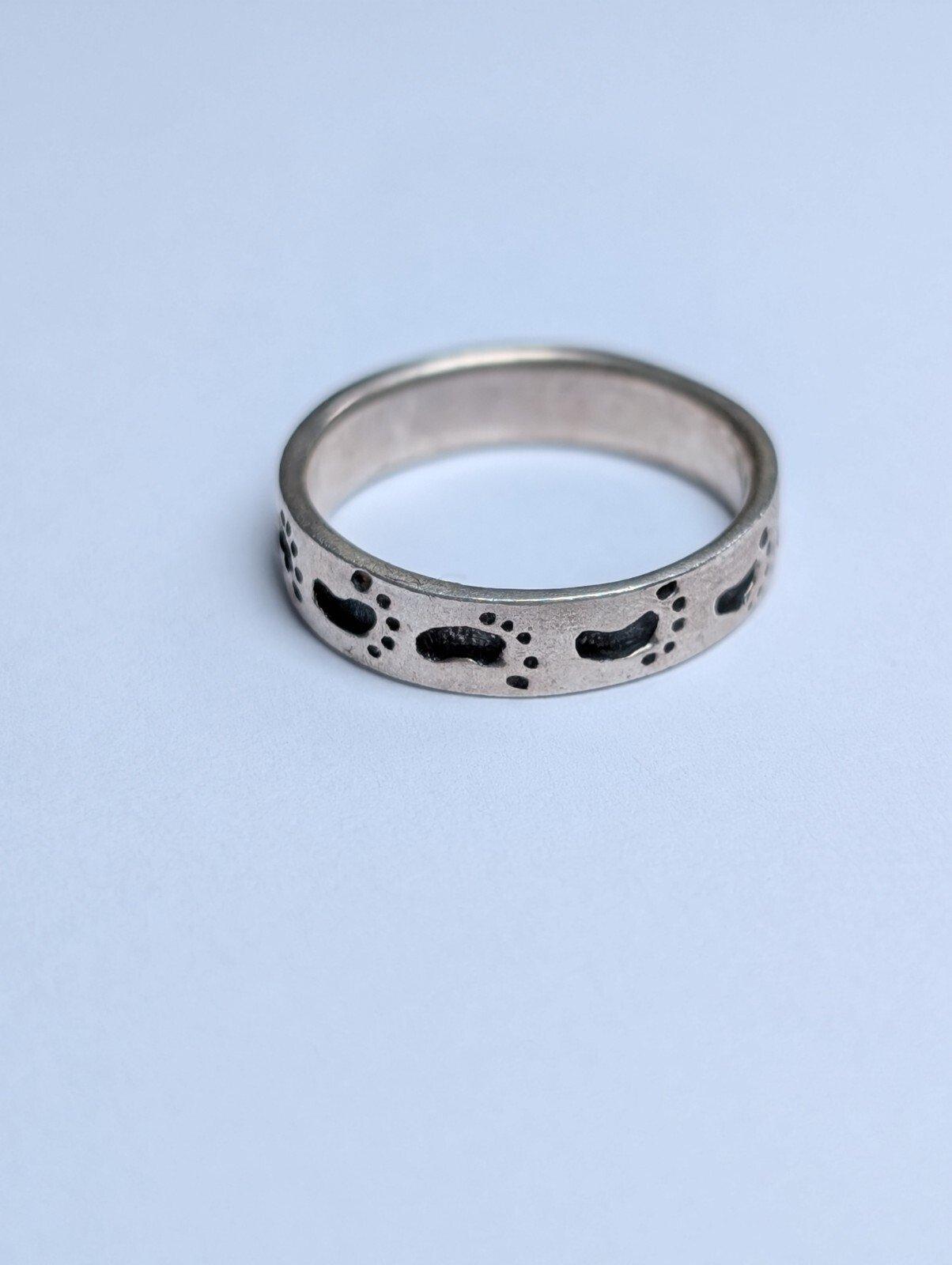 Vintage Sterling Silver Footprint Band Ring | Size K | 925 Silver