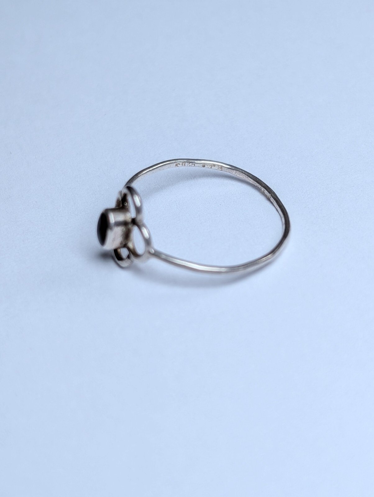 Vintage Thin Sterling Silver Black Gemstone Ring | Size L 1/2 | 925 Silver - Image 4