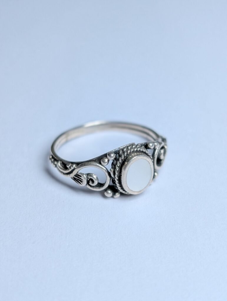 Vintage Sterling Silver White Gemstone Ring | Size I 1/2 | 925 Silver
