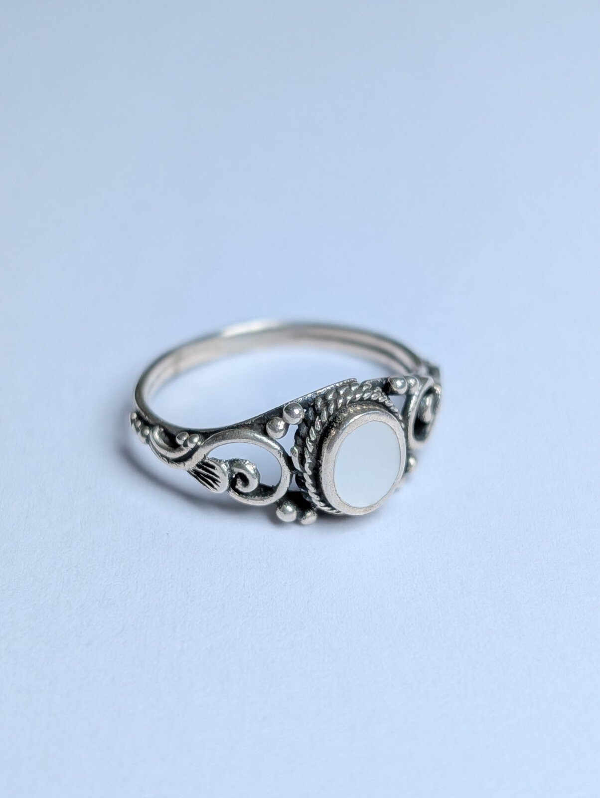 Vintage Sterling Silver White Gemstone Ring | Size I 1/2 | 925 Silver