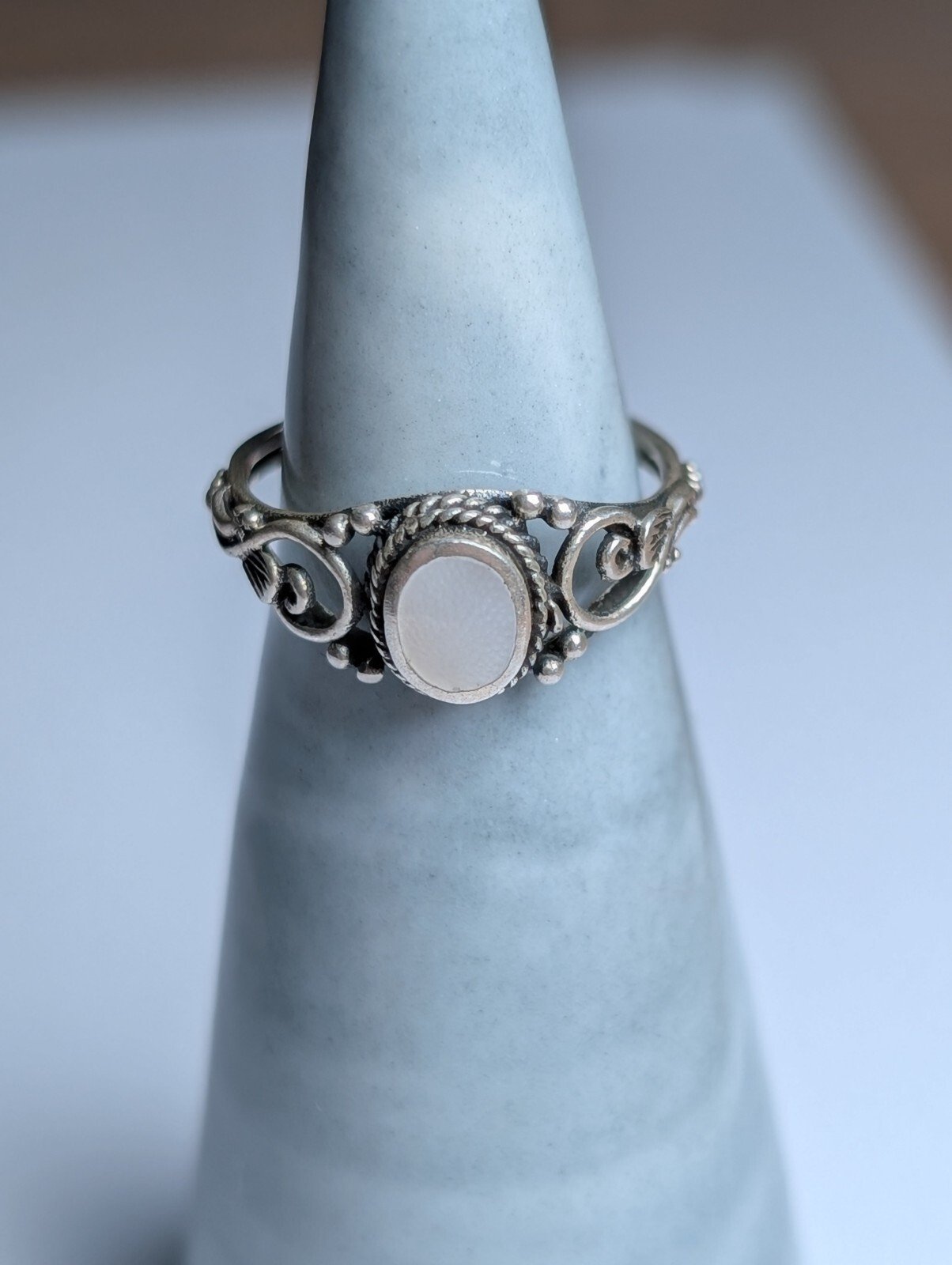 Vintage Sterling Silver White Gemstone Ring | Size I 1/2 | 925 Silver - Image 3