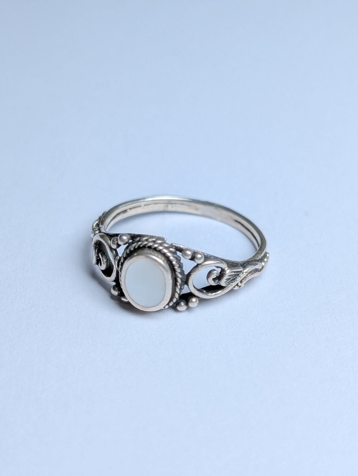 Vintage Sterling Silver White Gemstone Ring | Size I 1/2 | 925 Silver - Image 4
